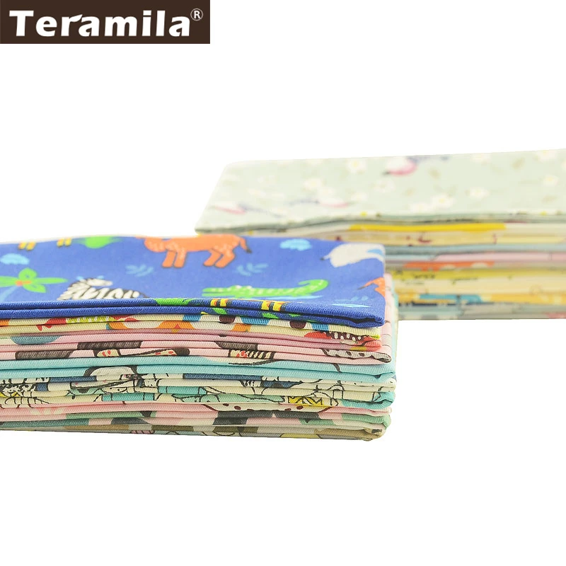 Teramila 40X50ซม.Telas 100% ผ้าฝ้ายผ้าการออกแบบสัตว์การ์ตูนDIY Patchwork Algodonเด็กผ้าผ้าปูที่นอนTissusหมอนผ้านวม