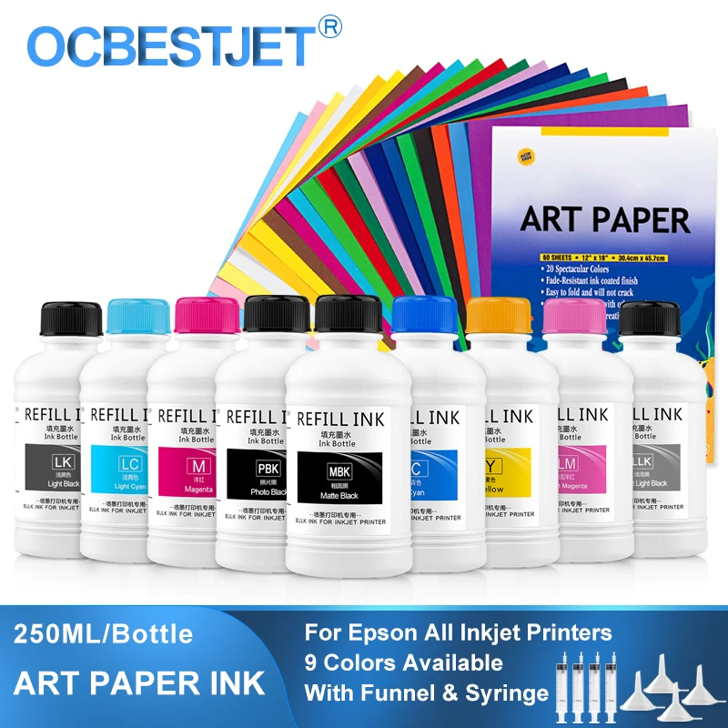 250ML Art Paper Pigment Ink Artpaper Ink For Epson T50 P50 L1300 1390 L800 L1800 DX5 DX6 DX7 TX800 XP600 All Inkjet Printers