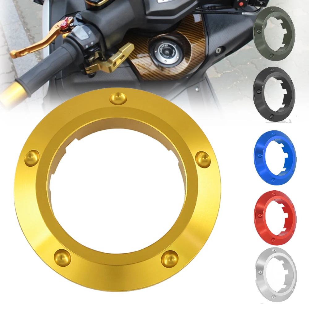 Anillo Protector de interruptor de llave de aluminio para motocicleta, cubierta decorativa de encendido, protección protectora para Yamaha TMAX530 T-MAX 530 2013-2015