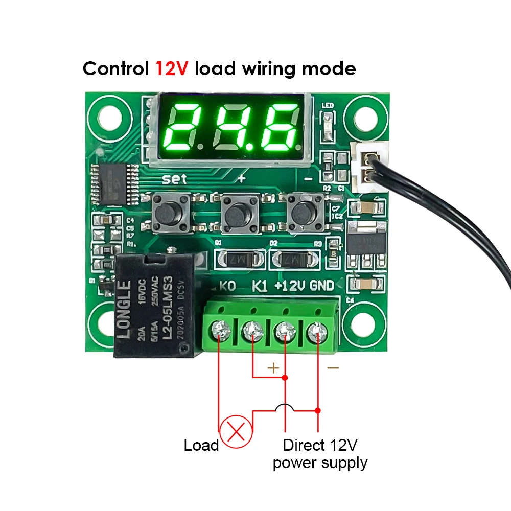 W1209 AC220V DC 5V 12V 24V LED Digital Thermostat Temperature Controller Thermometer Control Switch Module with NTC Sensor