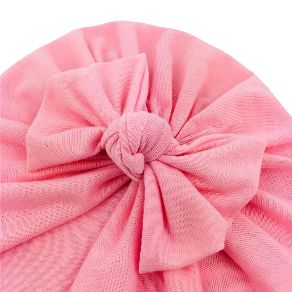 Soft Knot Bow Turban Bonnet Caps para recém-nascidos, chapéu grosso sólido para meninos e meninas, Baby Shower Props, tampas de algodão, inverno, novo, 20 pçs/lote, 2020