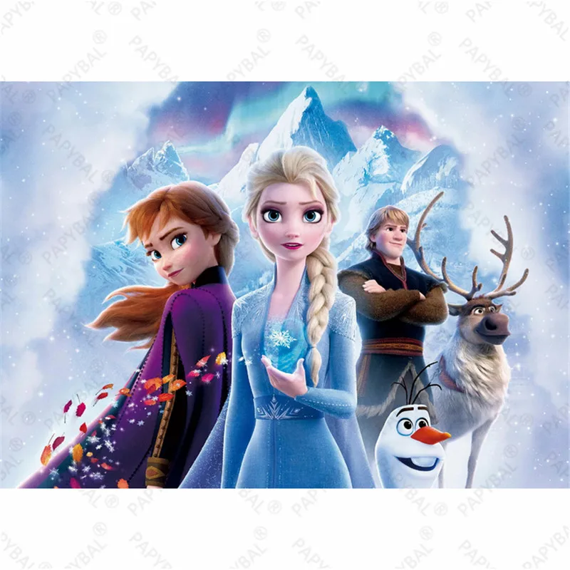 Disney Frozen Anna Elsa Princess Birthday Backgrounds Decors Vinyl Cloth Party Backdrops Baby Shower Supplies Kids Girls Gifts