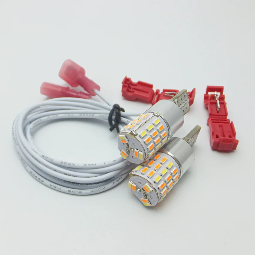 AMYWNTER Motorcycle Led w5w 12V T10 Dual Color  Daytime Running Turn Signal Light Bulb Car Styling 2pcs