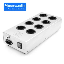 Monosaudio E800HiFi gniazdo filtr zasilania Schuko 8Ways klimatyzator zasilanie prądem zmiennym audiofilski oczyszczacz mocy z gniazdkami ue