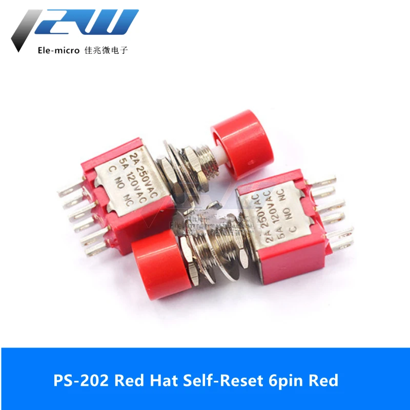 1 PCS Push Button Switch Jog Toggle Switch PS-102 PS-202 Round Self-reset Toggle Switch with Cap 3 Pins/6 Pins Self-reset Switch - Image 6