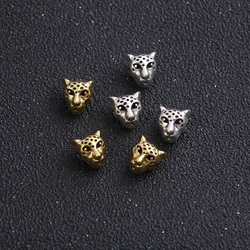 10pcs 7*9*9mm Two Color Small Leopard Head Bead Spacer Bead Charms For Diy Beaded Bracelets Jewelry Handmade Making