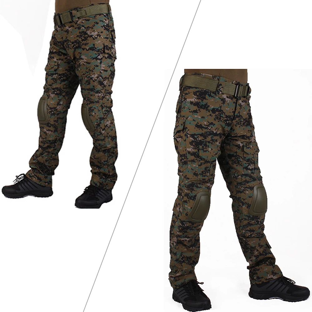 VULPO Camouflage BDU Jungle Digital Combat Uniforms Shirt/Broek & Elbow/Knee Pads Militaire Game Cosplay Uniform Ghilliekostuum