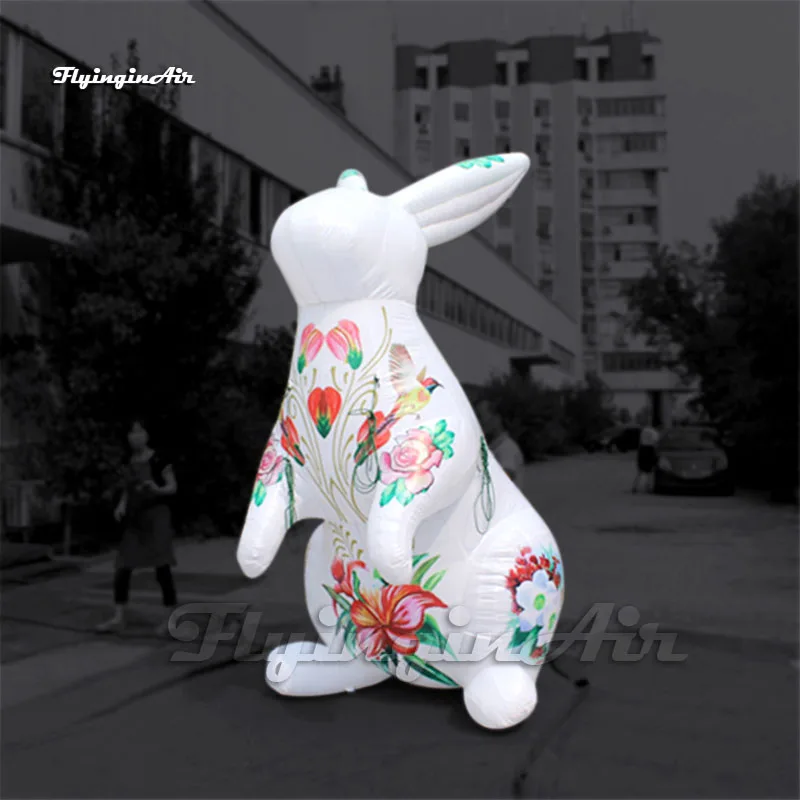 Personalized Advertising Balloon Inflatable Easter Bunny Replica 3m Animal Model White Air Blown Rabbit For Event