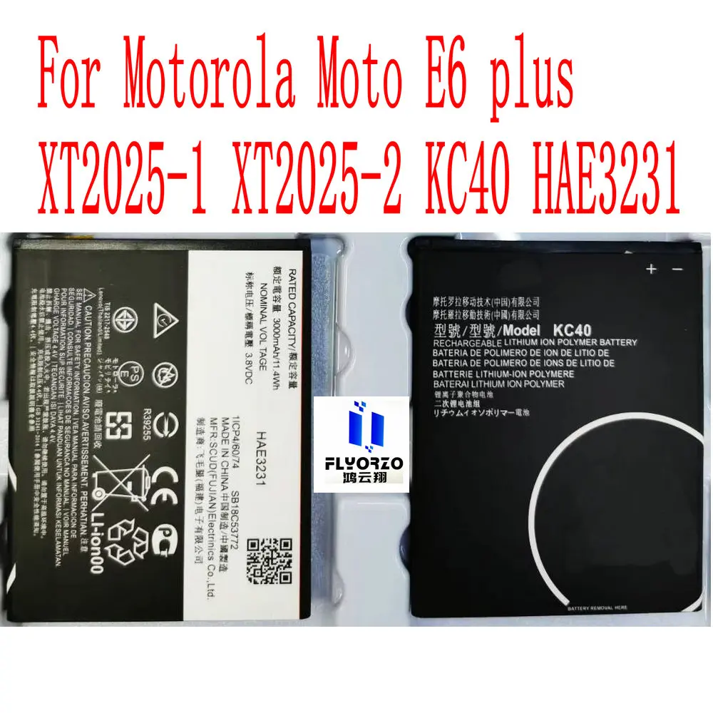 Brand New Original 3000mAh KC40 Battery For Motorola Moto E6 plus XT2025-1 XT2025-2 KC40 HAE3231 Mobile Phone