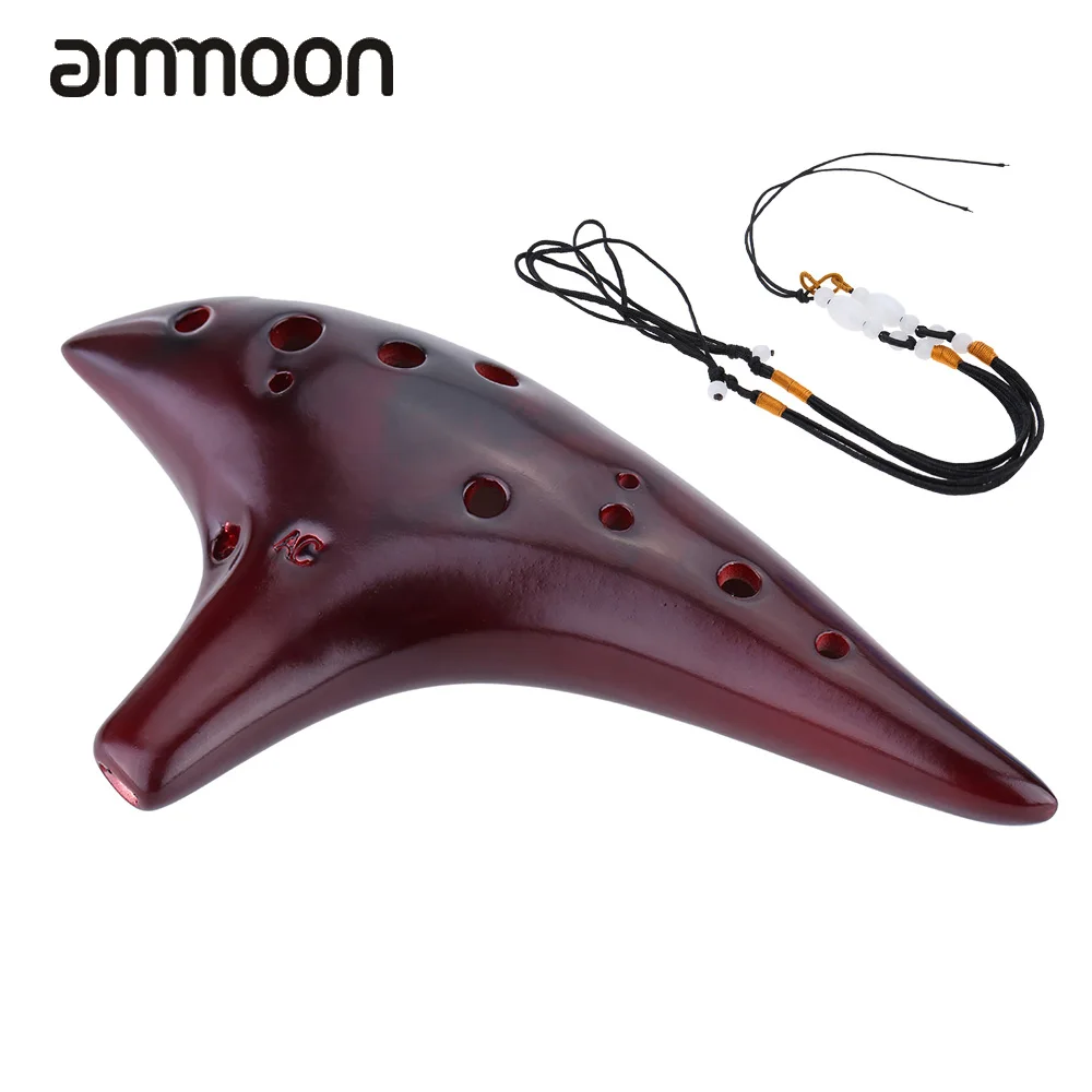 Flauta de Ocarina de cerámica para principiantes, instrumento Musical de estilo submarino quemado ahumado, Alto C, 12 agujeros