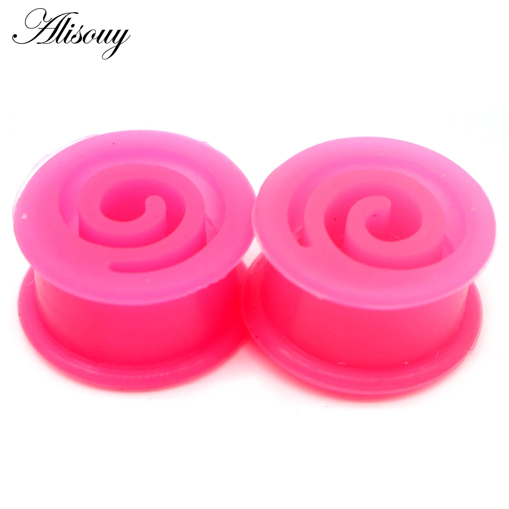 Alisouy 2 szt. Hollow spirale koło silikonowe wskaźniki uszu zatyczki tunele Oreja Piercing ucha Expander nosze unisex biżuteria do ciała — zdjęcie 5
