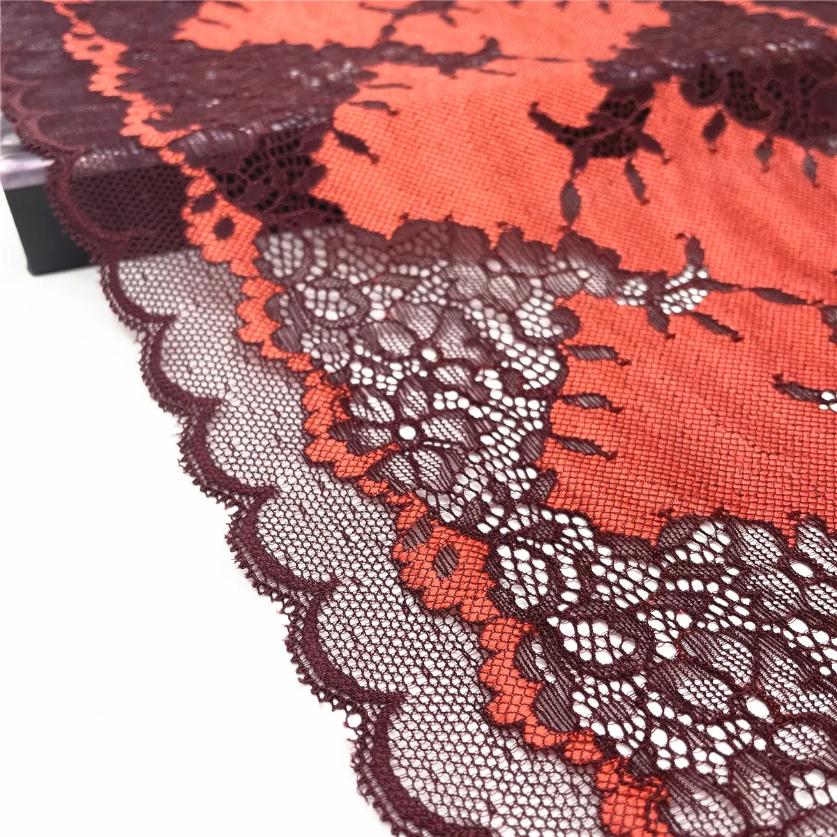 3y/Lot Width 8 1/2 inch (22cm) Dark Orange Elastic Stretch Lace Trim Lingerie Sewing Craft DIY Apparel Fabric Garment Accessory