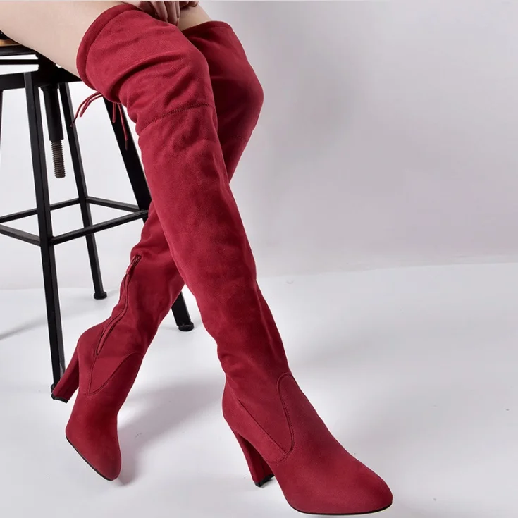 

New Shoes Women Boots Black Over the Knee Boots Sexy Female Autumn Winter lady Thigh High Boots Size 34-43