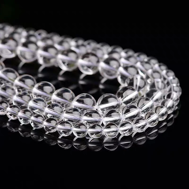 4/6/8/10/12mm Natural Smooth Clear Crystal Glass Round Loose Beads 15\'\' for Jewelry Making DIY Bracelet Accessories