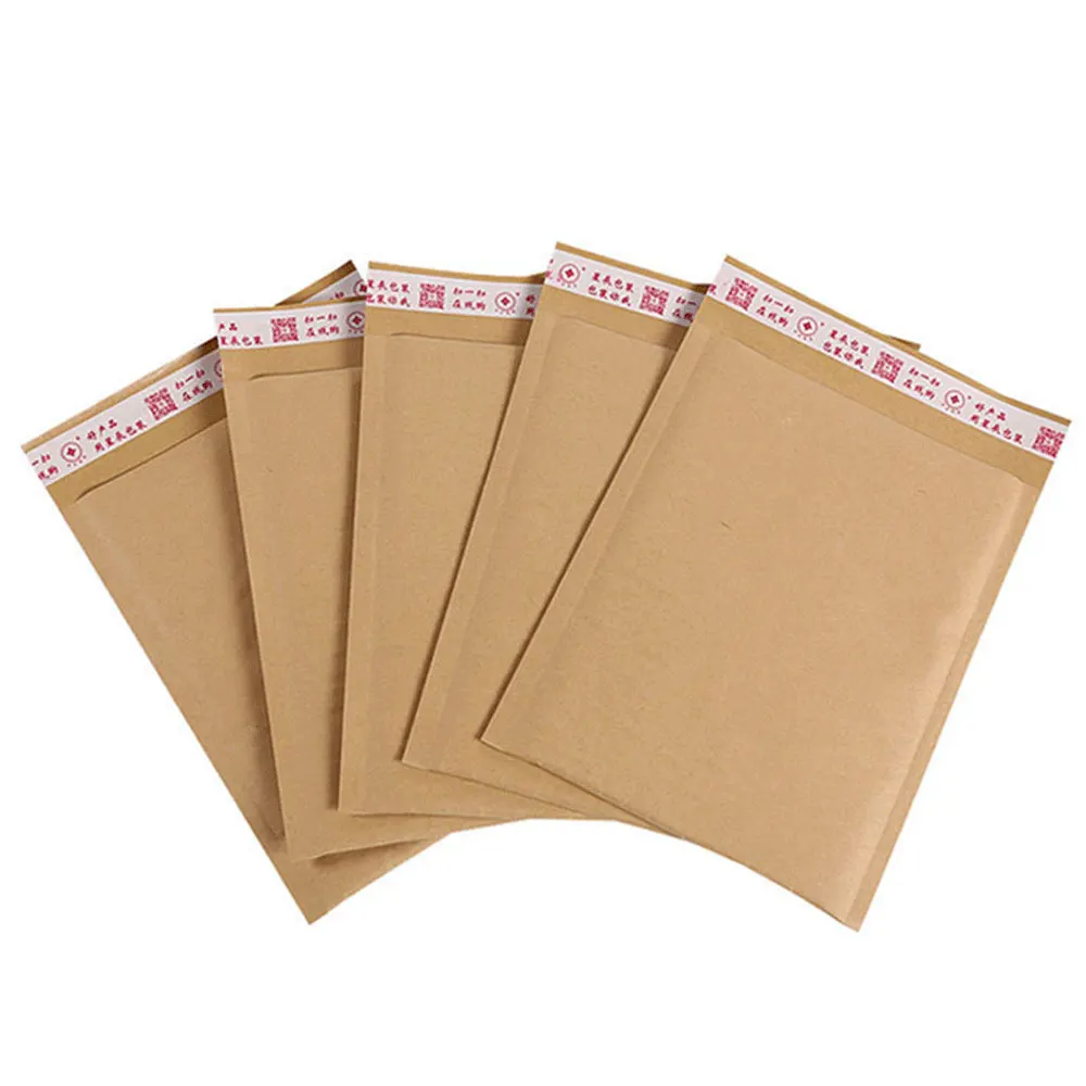 10pcs Natural Kraft Paper Bubble Envelope Shockproof Bubble Mailer For Gift Packaging Shipping Mailing Bags Business Supplies