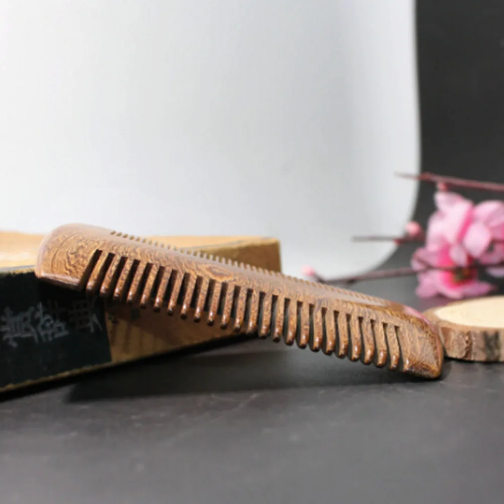 Vintage Sandalwood Comb Gold Wire Sandalwood Bar Comb Handmade Beard&Hair Combs for Women Natural Beautiful Wood Tooth