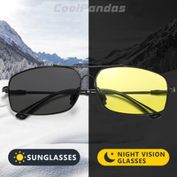 2022 CoolPandas Design Square Sunglasses Polarized Photochromic For Men Women Eyewear Memory Metal Frame lentes de sol hombre