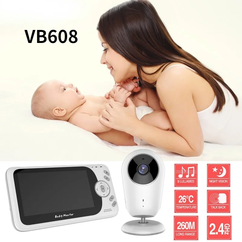 Smart VB608 Video Baby Monitor 2.4G Wireless 4.3 Inch LCD 2 Way Audio Talk Night Vision Surveillance Security Camera Babysitter