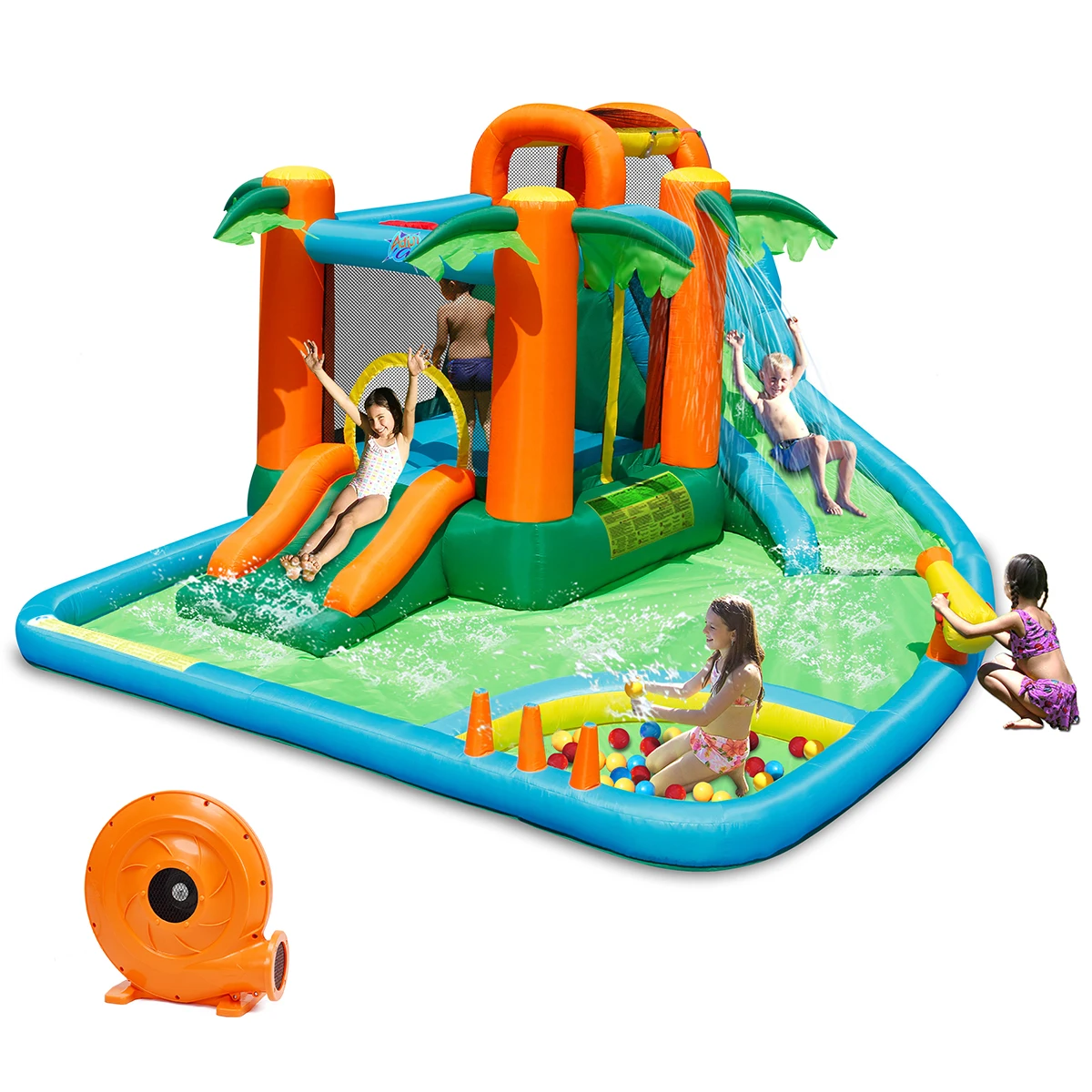 Inflatable Bounce House Jump Bouncer Kids Water Park Splash Play Center w/Blower