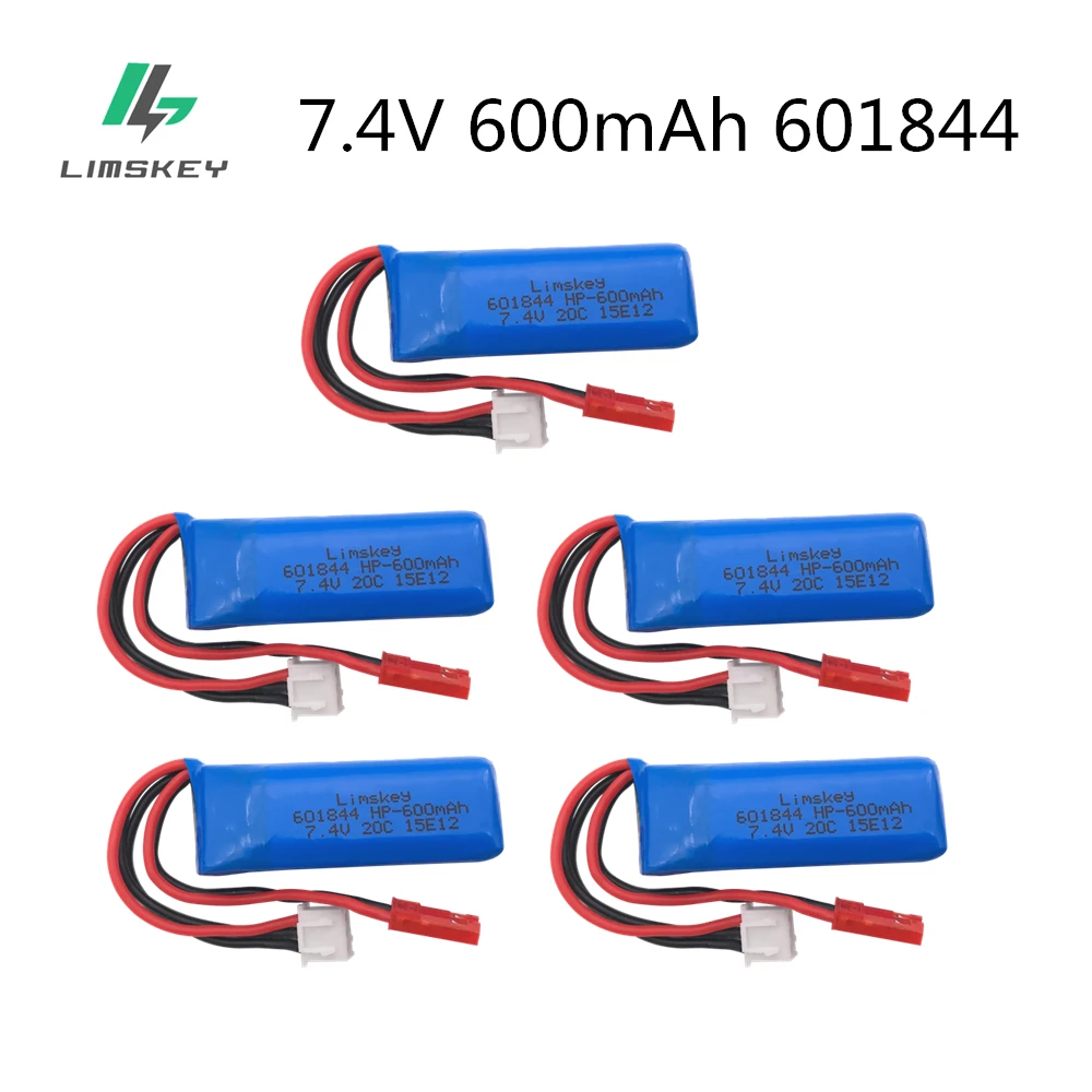 7.4V 600mAh 20C Lipo Battery for WLtoys K969 K979 K989 K999 P929 P939 RC Car Parts 2s 7.4v Battery 5pcs/lots