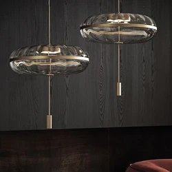 Jolie pendant light post-modern design lamp replica water ripple oval glass pendant light luxury dining room loft style light