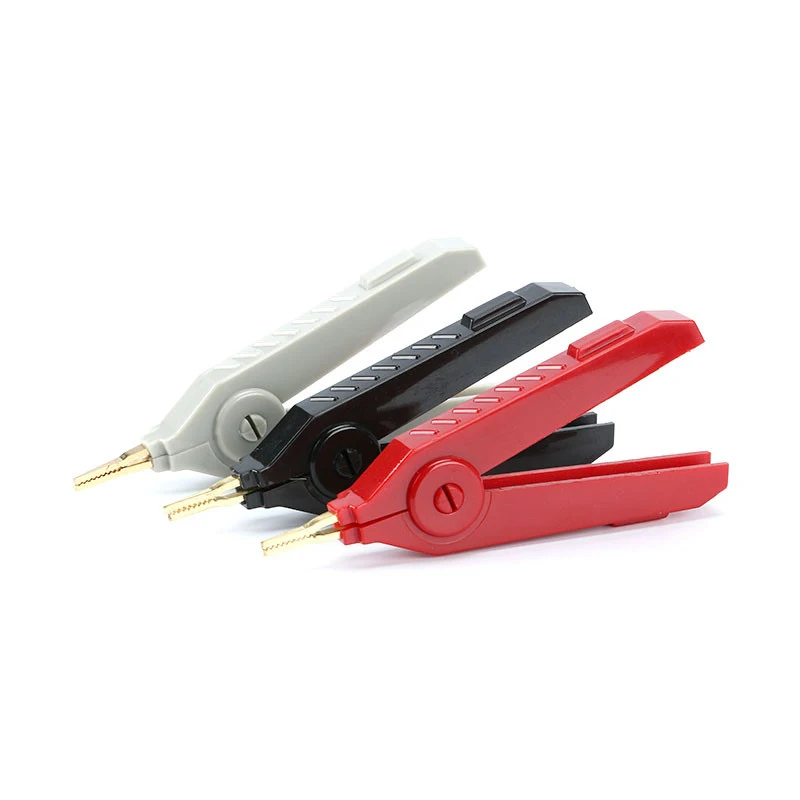 2PCS Alligator Clip 90mm Kelvin Copper Gold Plate Clip LCR Test Clip Grey/Black/Red For Precision Instruments