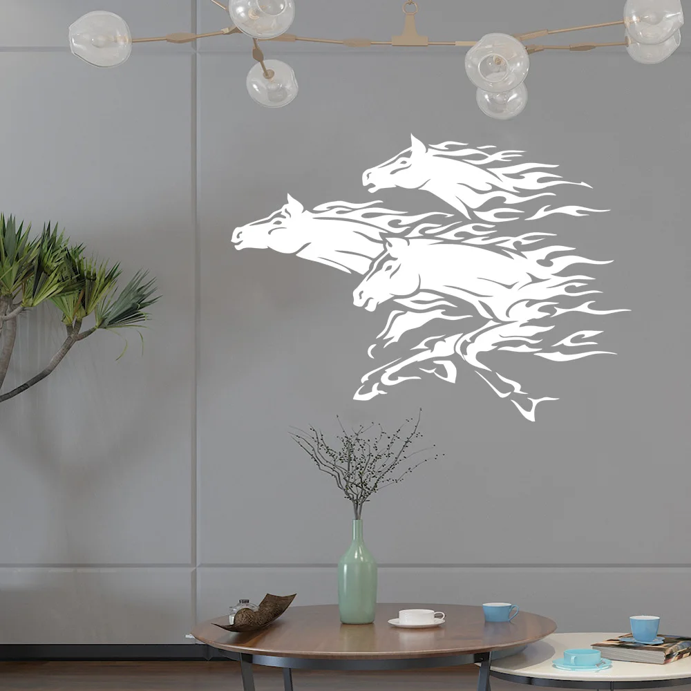3 Horses Wall Stickers Home Decoration For Living Room Bedroom Kitchen Porch Art Decals Waterpoof Peel & Stick Vinyl Wallpaper