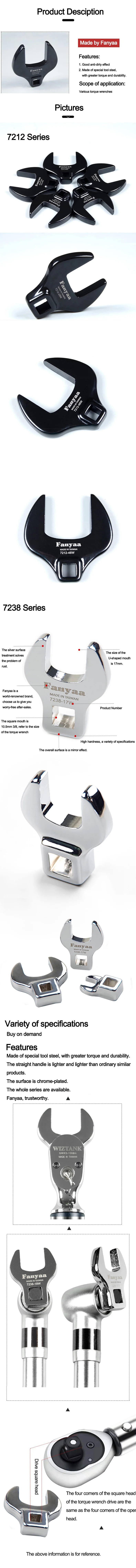 27-36mm Crowfoot Wrench 1/2 Inch Drive Open End Socket Head, Industrial Ratchet Tool for Torque Wrench Fanyaa