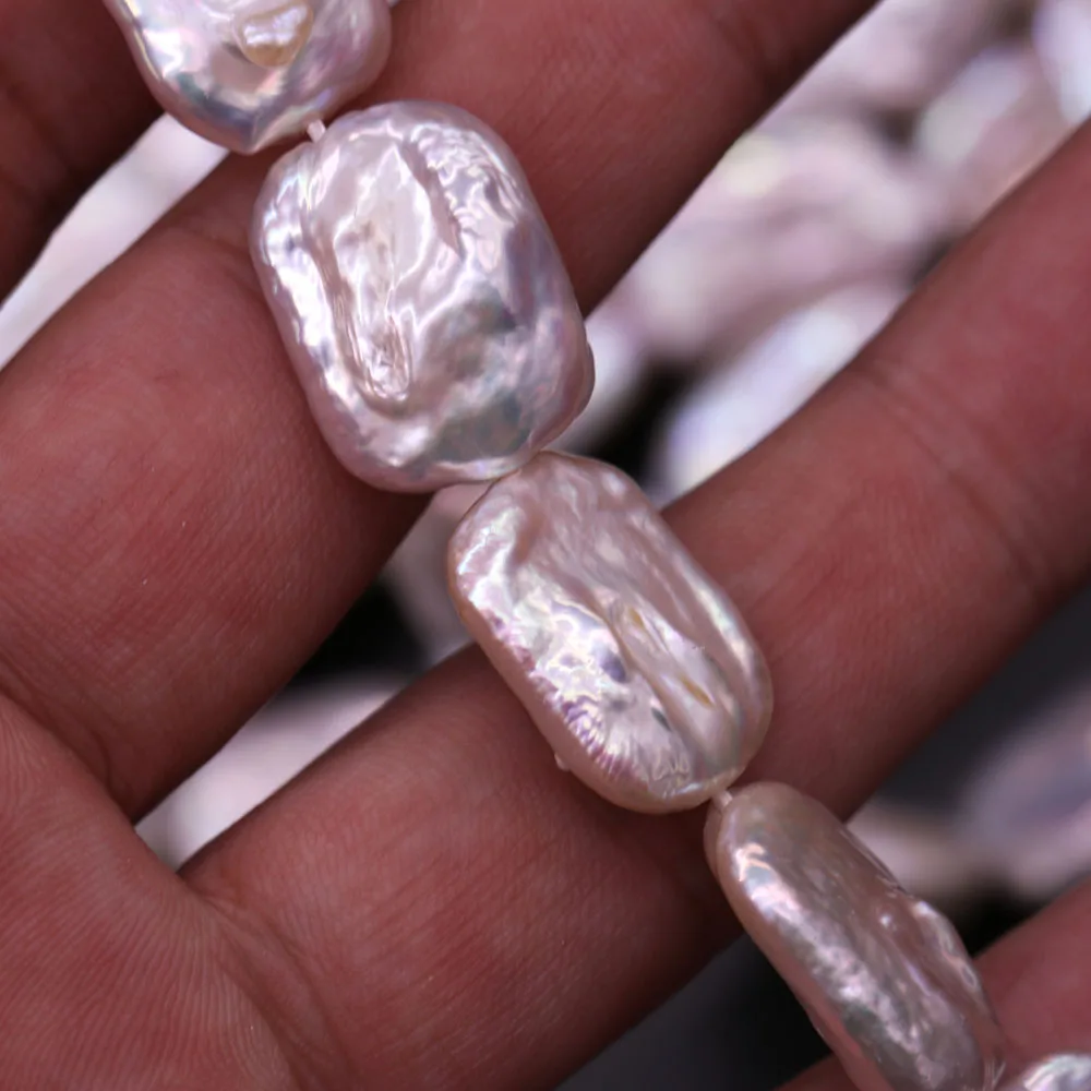 Natural Freshwater Pearl Rectangular Purple Bead for DIY Making Charm Necklace Bracelet Jewelry 15x18 mm