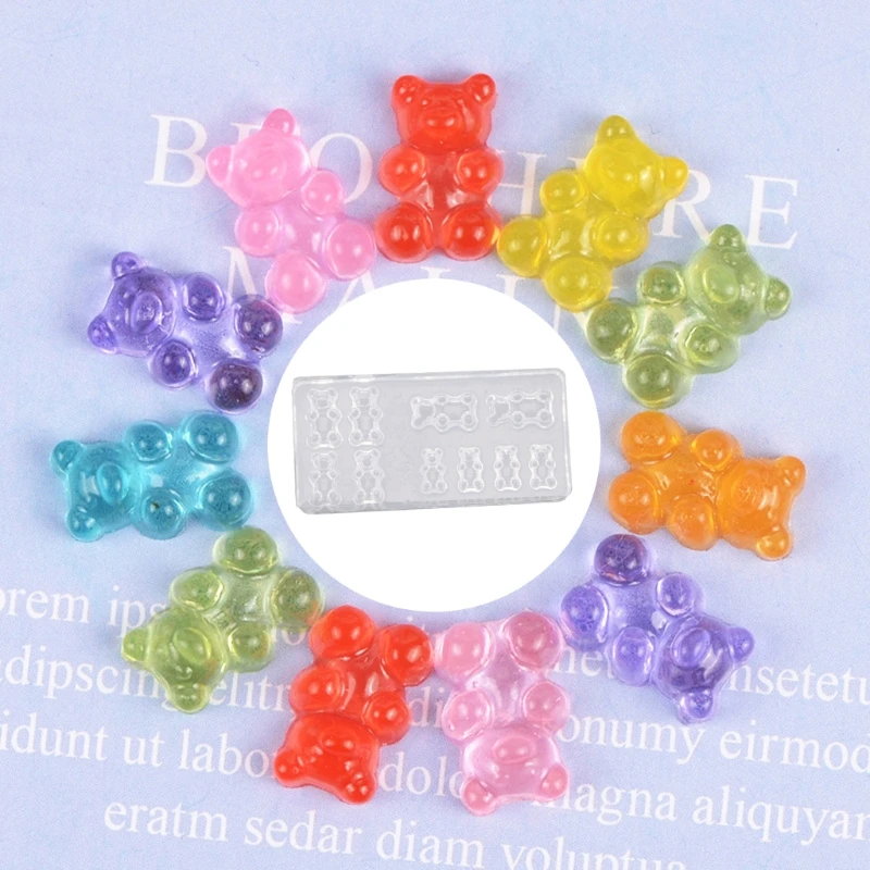 5Pc Handmade Cute Bear Nail Art Silicone Mini Gummy Bear Mold Bear Nail Art Resin Casting Mould Template Resin Art Craft