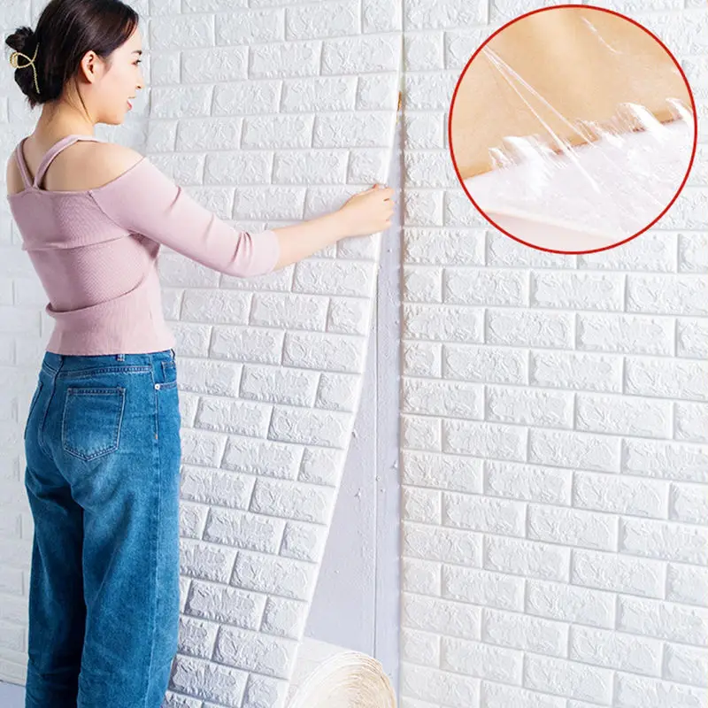 3D Wall Stickers Self Adhesive Foam Brick Room Decor DIY 3D Wallpaper Wall Decor Living Wall Sticker for Kids Room