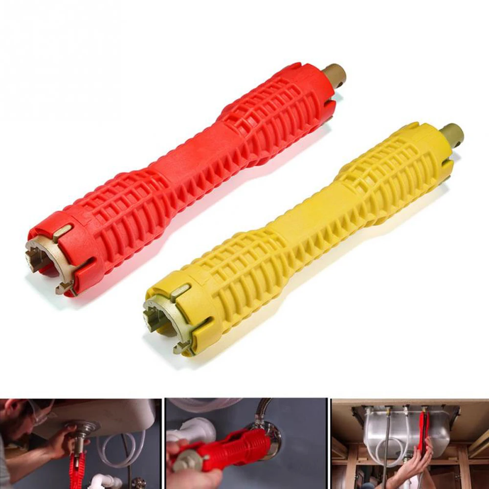 1pcs Red/Yellow Water Pipe Spanner Multi-Function Water Pipe Wrench Faucet Focket Wrench Tools Set Installation Maintenance