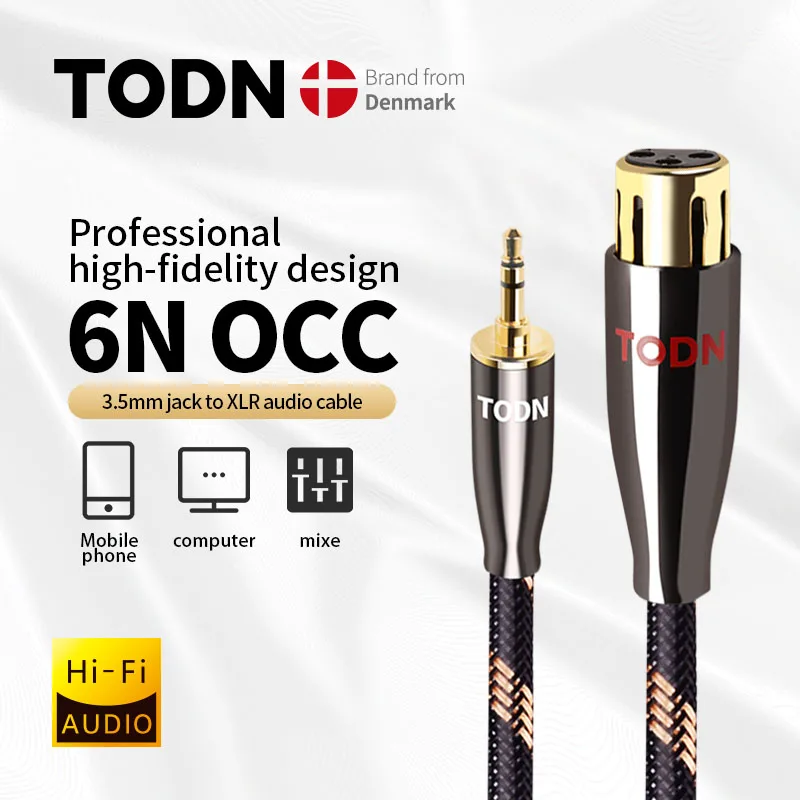 

TODN HiFi cable audio XLR cable 6N OCC Audio calble 3.5mm aux plug convert XLR plug