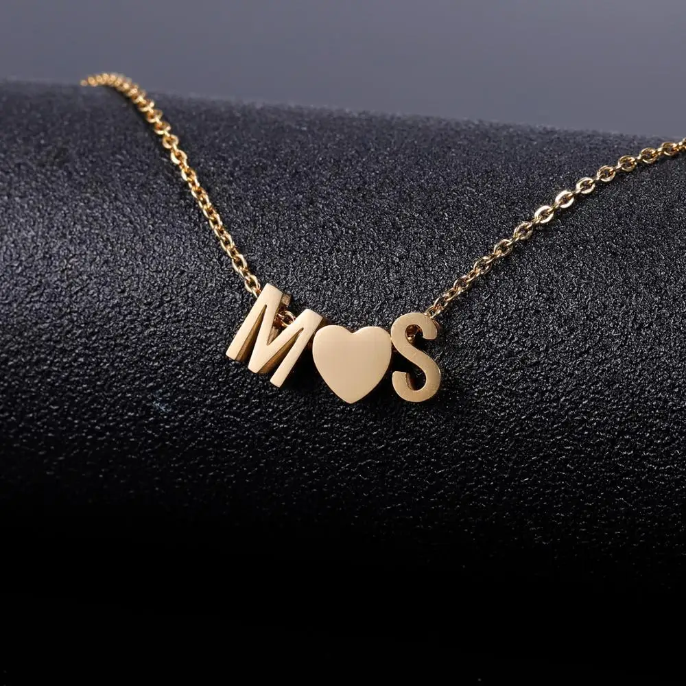 

Fashion Tiny Dainty Heart Initial Necklace Personalized Letter Necklaces Name Jewelry For Women Accessories Girlfriend Gifts