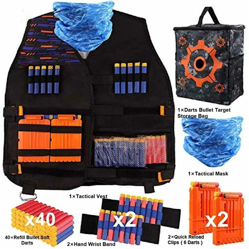 kids tactical foam vest kit leg holster soft bullets gun supply para nerf n strike elite mega rifle series 01