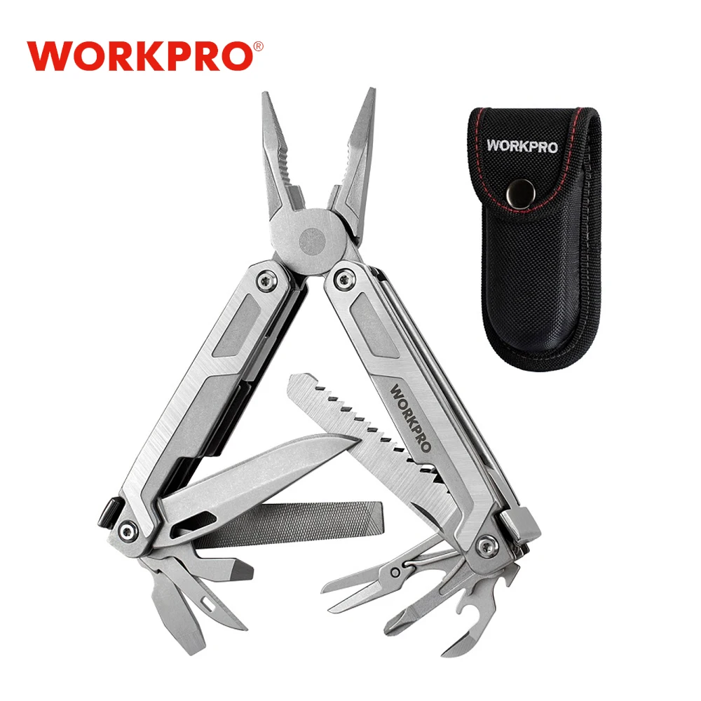 WORKPRO Multi Tool 15-in-1 Pocket Tool Multi Purpose Pliers Saw Wire Cutter for EDC Stainless Steel Utility Tools Wire  Stripper