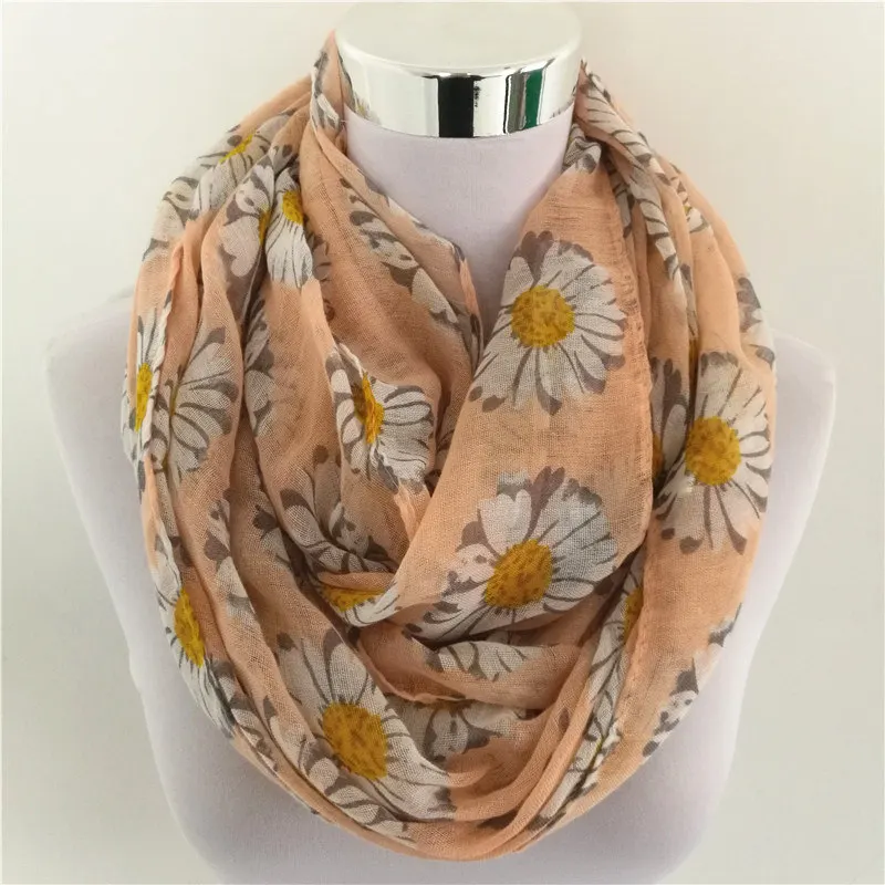 new chrysanth scarves for women viscose infinity Scarf Snood hijab daisy Scarf trumpet flower long scarf hot sale floral bandana