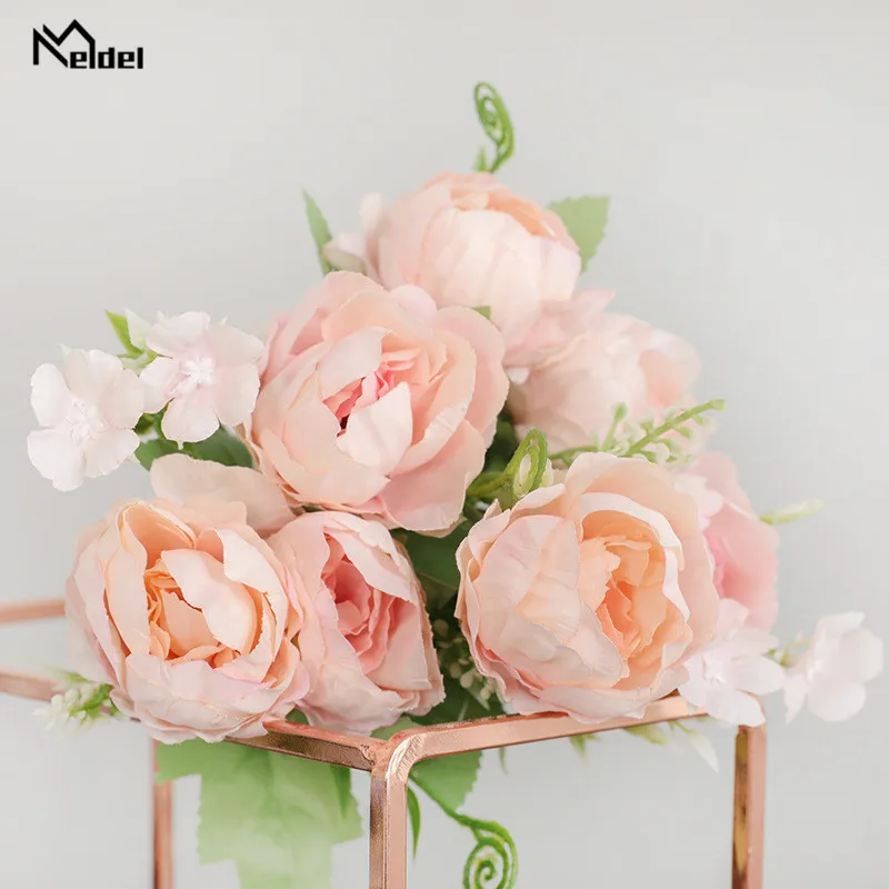 Autumn Artificial Silk Peonies Flowers Bunch 7 Heads Big Peonies Flores Bouquet Wedding Home Fake Flowers Party DIY Decoration