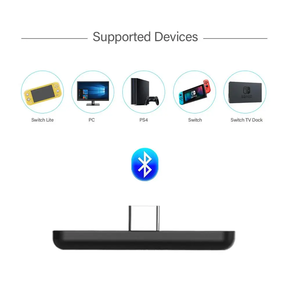 Беспроводной Bluetooth-аудиоадаптер GuliKit NS07, передатчик USB-C для Nintendo Switch / Switch Lite/ PS4/ PS5/ПК