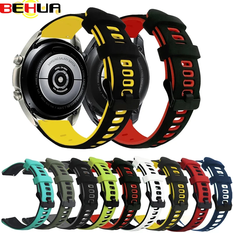 BEHUA 22mm/20mm Watch Strap Band For Samsung Galaxy watch 3 41mm 45mm Active 1/2 40mm 44mm Gear S2/S3 Sport Bracelet Wristband