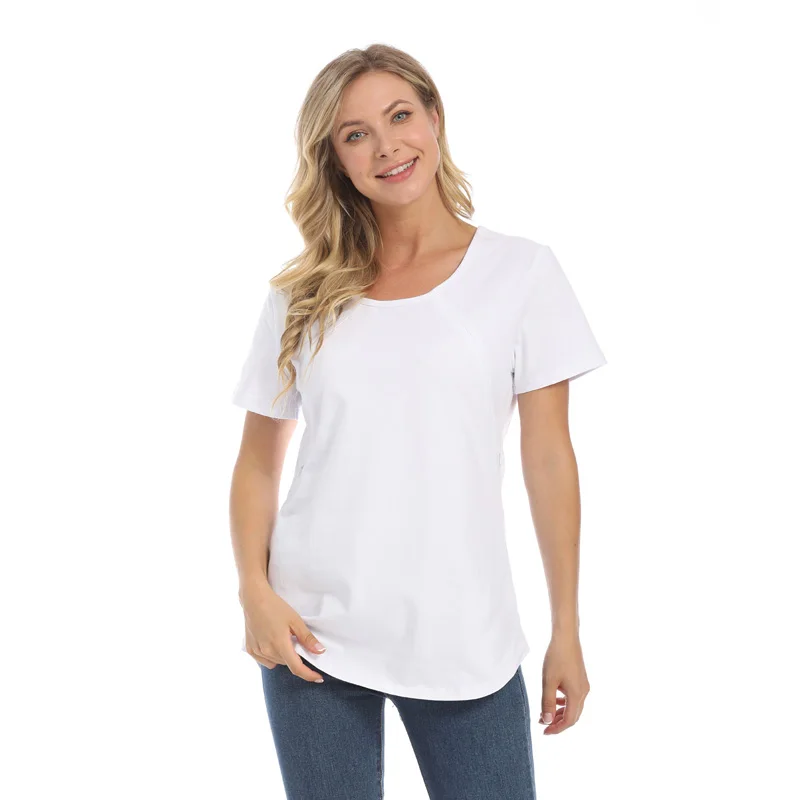 Summer Loose Big Size Maternity Top Short-Sleeved T-Shirt Breastfeeding Friendly Postpartum Nursing Wear for Pregnant Women