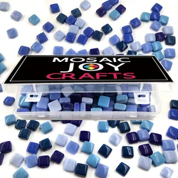 120g Mosajoy Stained Glass Blue Green Assorted Color Square Glitter Glass Mosaic Tiles for DIY Crafts Supplies arte