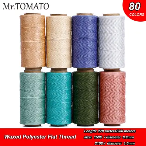 210D 150D 스레드 바느질 가죽 믹스 컬러 왁스 폴리 에스터 스티치 공예 팔찌 폴리 에스터 손 바느질 가죽 작업 코드