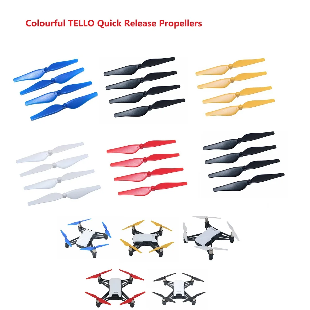 4pcs Colourful TELLO Propeller Quick Release Propellers for DJI TELLO EDU Mini Drone Props Replacement Lightweight Prop Blade