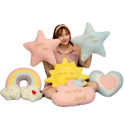 Cute Rainbow Cloud Sun Star Throw Pillow Cushion Rainbow Plush Toy Kids Bedroom Decoration Toy Pillow Sofa Cushion