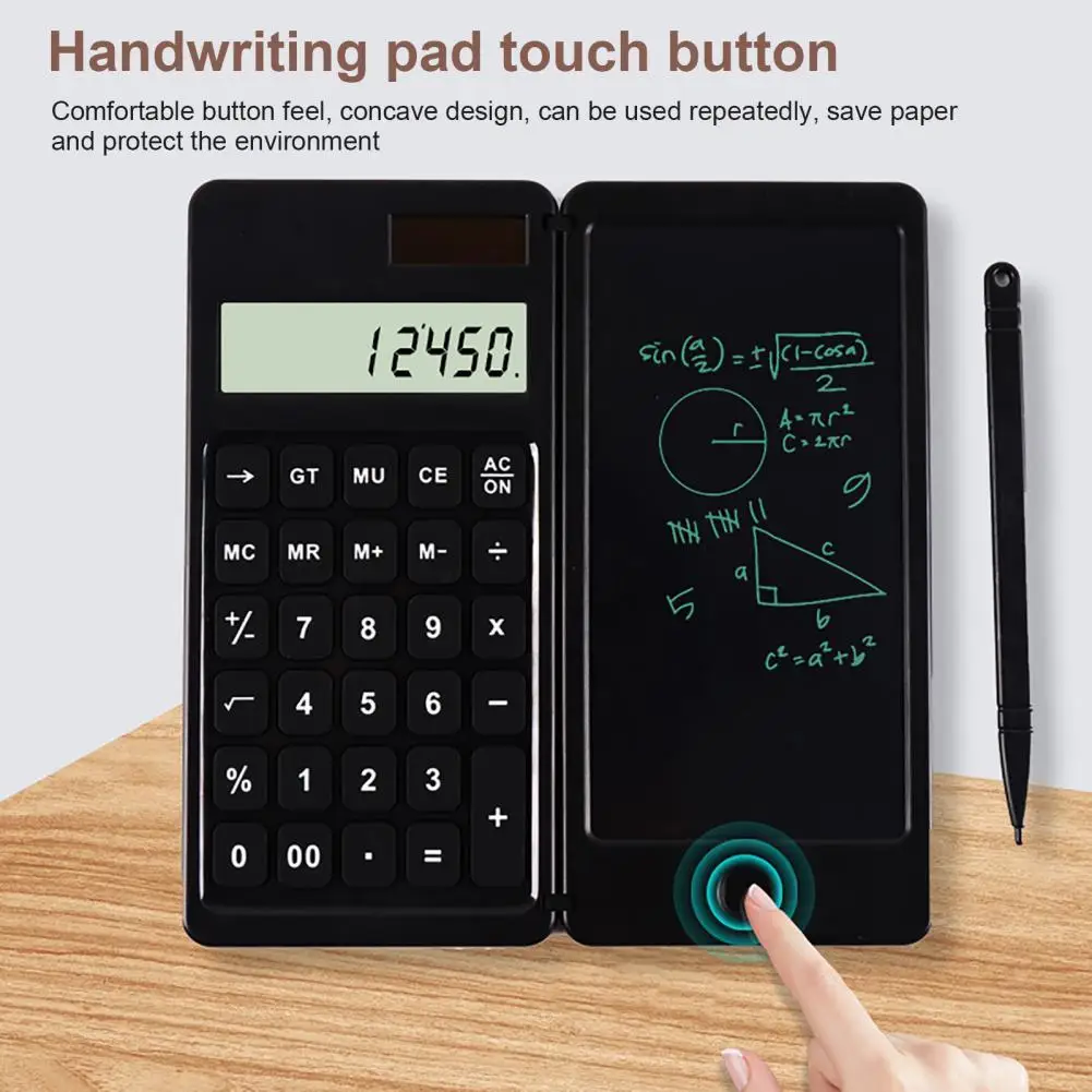 Calculator Digital Writing Tablet Long Standby Time Ultra-thin Solar Scientific Calculator Foldable LCD Drawing Pad for Office
