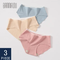 BANNIROU 3 Pcs Female Underwear Cotton Panties For Woman High Quality Soft Comfortable Briefs Panties For Lady Intimates