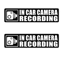 2 PCS In Car Camera Recording Vehicle Car Warning Vinyl Sticker Water Proof Decal Windows Waterproof Car Accessories 13cm X3.3cm