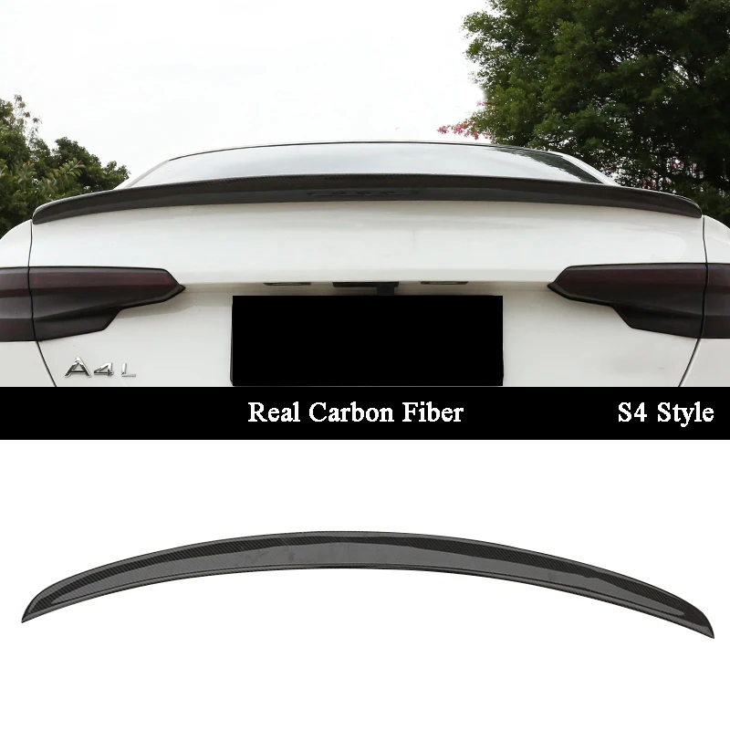 Carbon fiber Car Tail Fins Trim Rear Spoiler For Audi A4L B9 2017 2018 2019