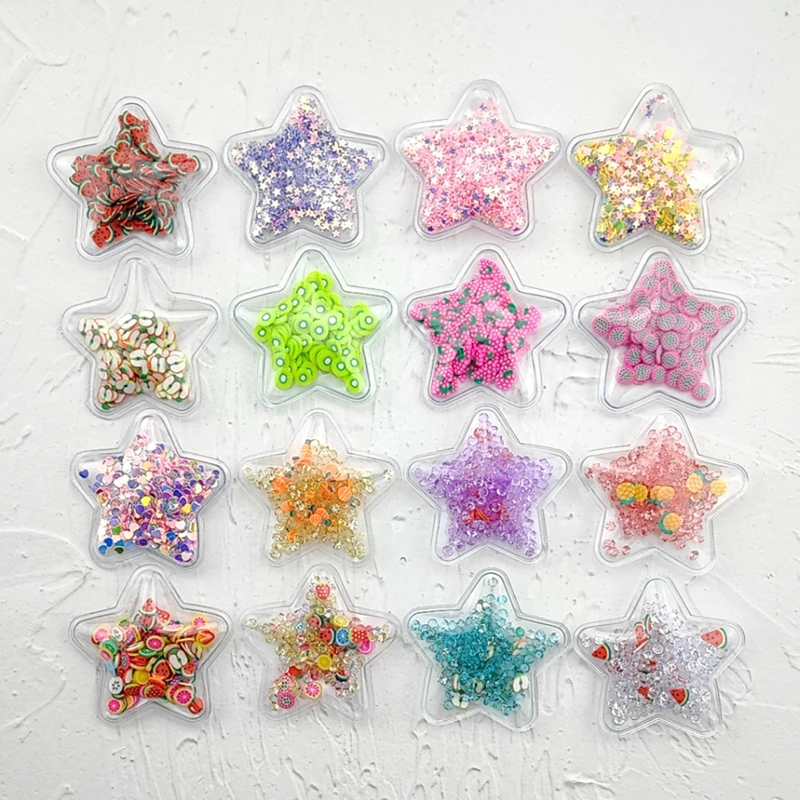 

Hot sale 14pcs/lot 5cm Star Transparent Bling bling Star Flowing Patches Appliques for DIY Children Hair Clip Accessories